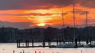 Sunset viewed just south of Chelsea Piers, Manhattan, NYC, 8:11pm, June 3, 2024.