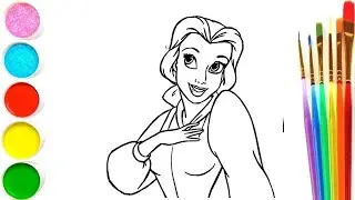 Cute Princess Belle Drawing , Painting and Coloring for kids & Toddlers | Let's Draw Together