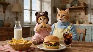 Ginger Kitten fast food! 🍟🍔 What did Mama Cat do to make healthy snacks?📺