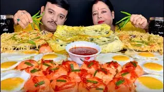 30 SPICY🔥EGG EATING CHALLENGE|ASMR EATING MEXICAN NOODLES SUNNY SIDE UP EGG SCHEZWAN EGG OMLET|#food