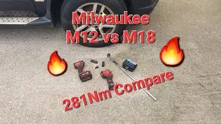 281Nm MILWAUKEE M18 VS M12 M18FIW2F38 VS M12FIW38 POWER TEST COMPARE IMPACT WRENCH #tools #milwaukee
