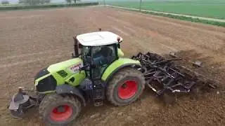 déchaumage 2018 (Claas axion 830, Quivogne) [drone;gopro]