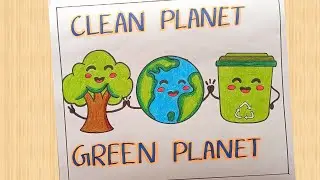 Cleaner Planet Drawing/ Clean Planet Green Planet Drawing/ Clean Earth Drawing
