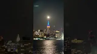 Full Moon Rises Over Empire State Building | NYC Skyline Photography from New Jersey