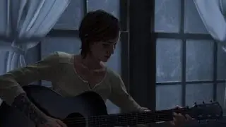 The Last of Us&trade; Part II Ellie Playing Guitar at night