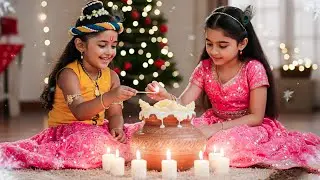 कान्हा और राधा ने सेंटा 🎅 के लिया माखन से बना केक रखा | यशोमती मईया के नंदलाला | Shree Krishan