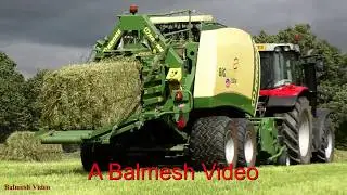 Lovely Big Massey with Krone Square Baler.  More Massey with Wrapper!