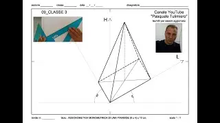 09.classe3.Assonometria Monometrica di una Piramide a base rettangolare