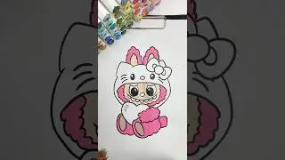 Coloring Labubu in Kitty Costume 🎀 #labubu #coloring #coloringtime #markers #kidsart