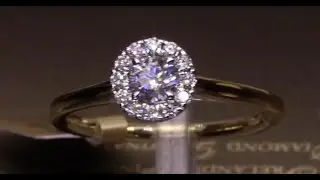 #77216 | T0.38ct/C0.23ct | Round Brilliant Halo Diamond Engagement Ring | Set in 18ct Yellow Gold