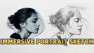 Silent Portrait Drawing Tutorial – Immersive Pencil Sketch of a Beautiful Woman#art#painting#drawing