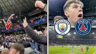 ELECTRIC ATMOSPHERE at THE ETIHAD as MAN CITY SMASH PSG in the champions league!!!
