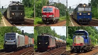 Szesnaście pociągów na przystanku kolejowym Bytom Północny