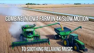 Mesmerizing 4K Drone Footage of an Iowa Combine - Perfect for Relaxation!