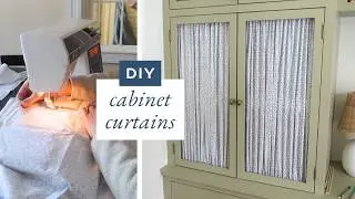 DIY Home Office &ndash; Making curtains for built-in cabinets (using sheets!)