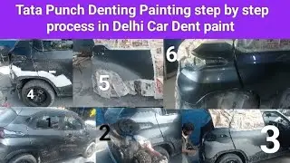 Tata punch Dent Paint Process in Dwarka Delhi   टाटा पंच डेंटिंग पेंटिंग का काम