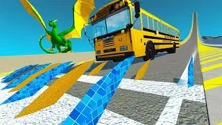 Beamng drive - Colored Spikes Embedded in Ramp Cars Jumping Crashes | BeamNG-Destruction