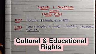 Cultural & Educational Rights (Articles 25-28) || Notes || Lec.17 ||Indian Polity || An Aspirant !