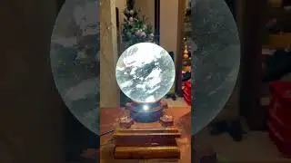 624 - MỆNH KIM Quả Cầu Đ&aacute; Obsidian Trắng 13cm