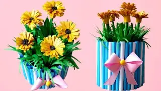 Easy Paper Flower Vase | How To Make A Flower Vase At Home | paper Craft | Art and Craft | Diy |