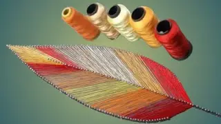 How to make leaf with string art|String art tutorial for beginners|Nail art leaf