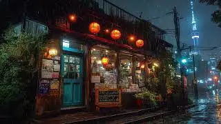 Late Night Sushi Counter under Neon Rain | Cozy Japanese Lo-fi for Focus & Sleep | 4K