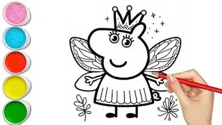 Peppa pig fairy 🐷drawing and coloring for kids and toddlers || easy peppa pig drawing for kid