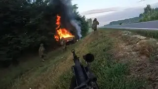 Ukraine War - Ukrainian Special Forces Ambush Russian Truck Inside Russia | Helmet Cam Combat