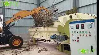 TONY Working Video of wood chipper TPC1000-90kw