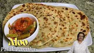 Aloo Palak Paratha | Palak Aloo Paratha | Flatbread with Potato & Spinach Stuffing