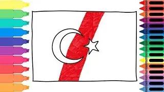 How to Draw Turkey Flag - Drawing the Turkish Flag - Art colors for kids | Tanimated Toys