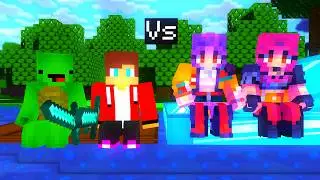 GIRL vs BOY Raft Battle - JJ and Mikey - Minecraft Maizen Animation
