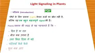 Light Signaling in Plants Notes in Hindi | Cell Signaling Notes PDF