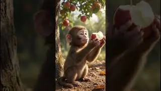 Tiny Baby Monkey Eating Apple 🍎 | Cutest Monkey Video Ever 🐒💖