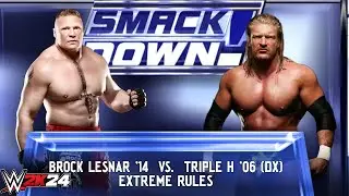 WWE 2k24 - Brock Lesnar '14 vs Triple H '06: Extreme Rules Match at Smackdown 