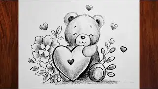 How To Draw Happy Teddy Day 🧸 | Teddy Bear drawing very easy | Valentine's Day special Drawing