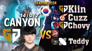 GEN Canyon NIDALEE Perfect Game! VS Kiin, Cuzz, Chovy, Teddy in the SAME TEAM - Patch 14.5 KR Ranked