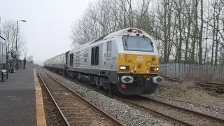 Midland Meander UK Railtours 67029 & 67022 Bow Brickhill, Marston Vale line Feb 2017