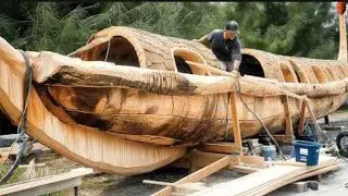 Man Turns Massive Tree into Amazing Boat | Start to Finish Build By @TechFreezeOfficial