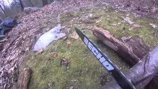 Chainsaw safety check, warmup, felling, and bucking a tree. GoPro