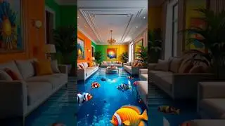 Trash🤮 Room to Rainbow Explosion Fish Floor 😱🌈🐠in a blink of a eye #satisfying #shorts #epoxyfloor