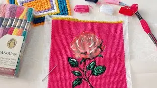 Relaxing Stitch With Me &ndash; Beginner Needlepoint (Rose Pattern, Part 3)