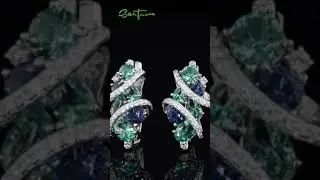Santuzza 925 Sterling Silver Twist Dangle Earrings Cubic Zirconia Drop Earrings for Women