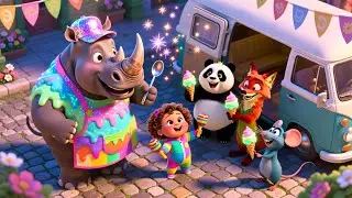 Rhino Drives the Ice Cream Van | Fun Animal Song for Kids | Playful Nursery Rhyme