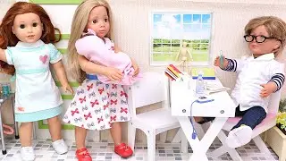 Baby doll check up visit at the doctor! Play Doll story for kids