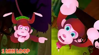 Five Little Monkeys Poem Remix 🐵🎶 [2 Min Loop] | Cute 3D Animals Nursery Rhymes for Kids & Babies