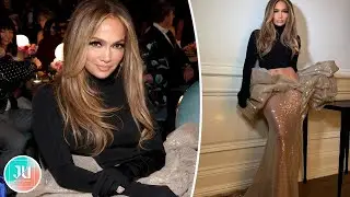Jennifer Lopez Sneaks Into the 2025 Grammys In a Sheer Sequined Skirt
