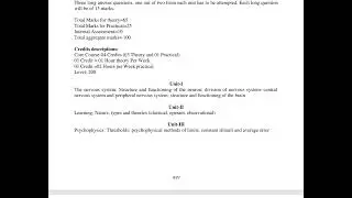 Syllbus of Experimental psychology under NEP Student BA 4 Sem.  #syllabus #BA  #psychology