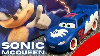 Turning Lightning McQueen Into Sonic the Hedgehog | Disney•Pixar Cars Custom Diecast Painting