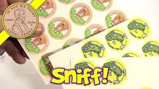 Scratch 'n Sniff Vintage 80's Stinky Stickers - Party Time, Gumballs, Wood, Dill Pickle